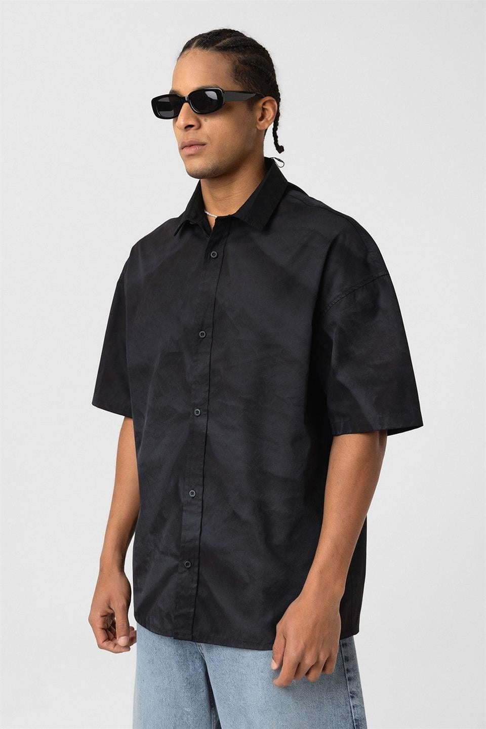Oversize Yıkamalı Poplin Gömlek