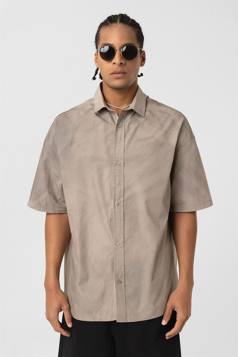 Oversize Yıkamalı Poplin Gömlek