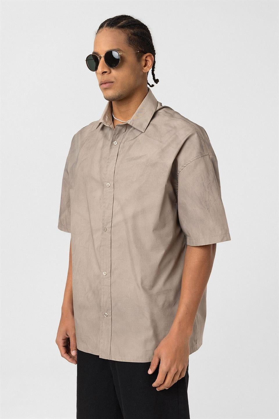 Oversize Yıkamalı Poplin Gömlek