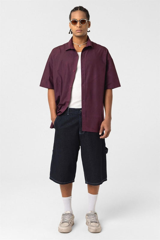 Oversize Yıkamalı Poplin Gömlek
