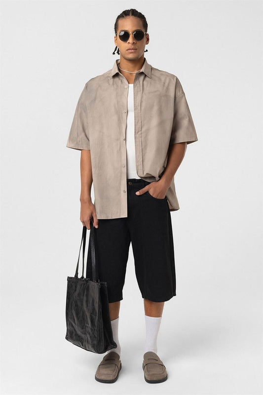 Oversize Yıkamalı Poplin Gömlek