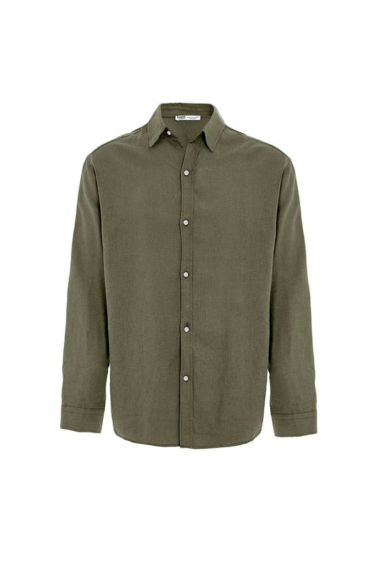 Basic Oversize Uzun Kollu Keten Gömlek