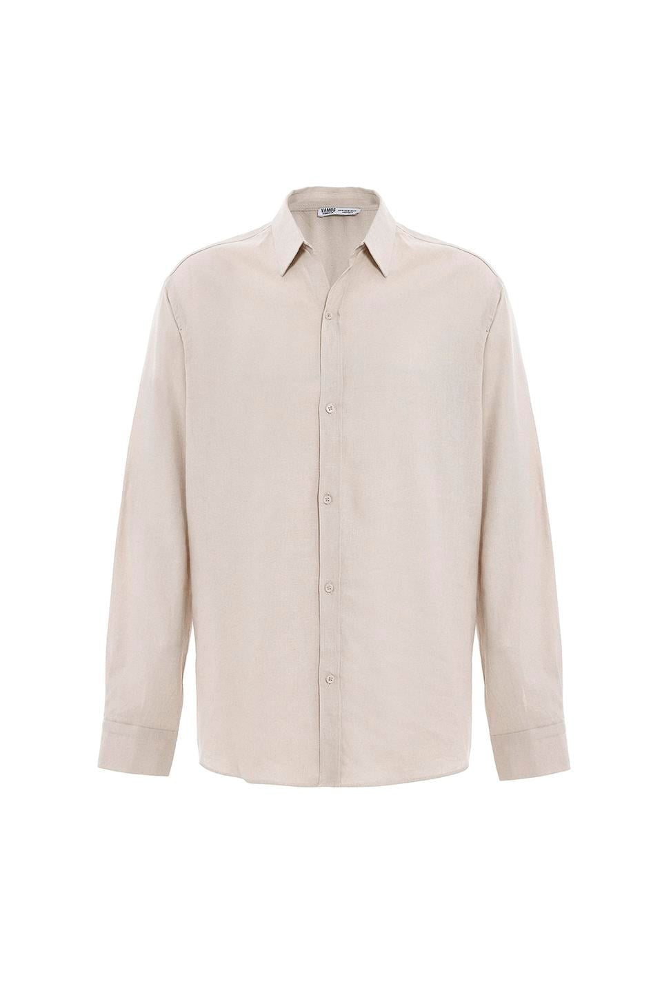 Basic Oversize Uzun Kollu Keten Gömlek