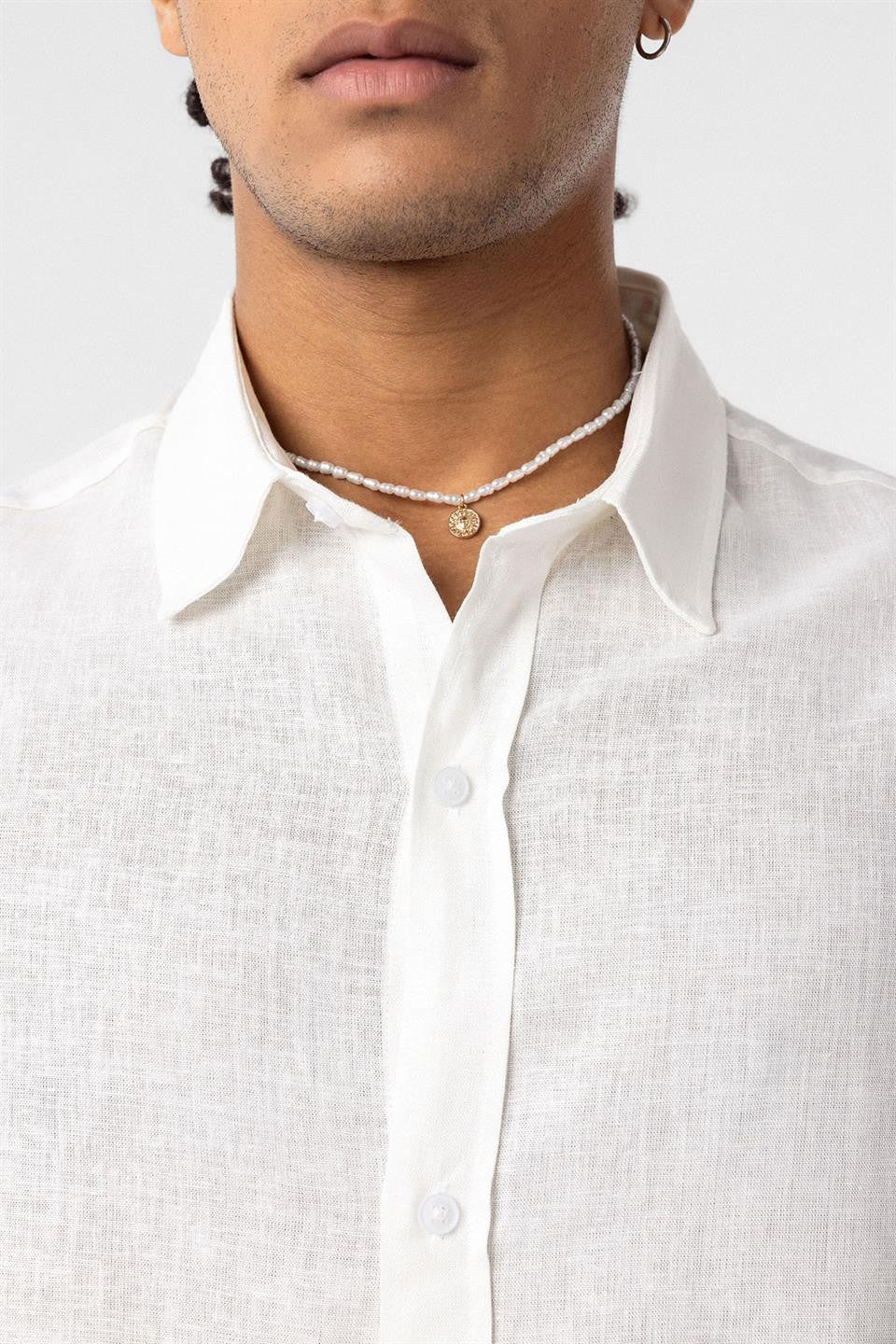 Basic Oversize Uzun Kollu Keten Gömlek