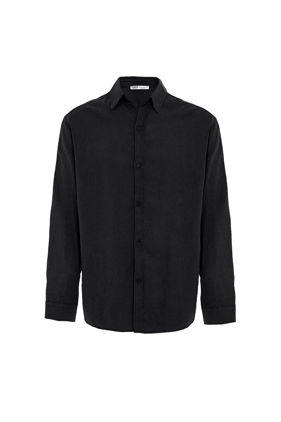Basic Oversize Uzun Kollu Keten Gömlek