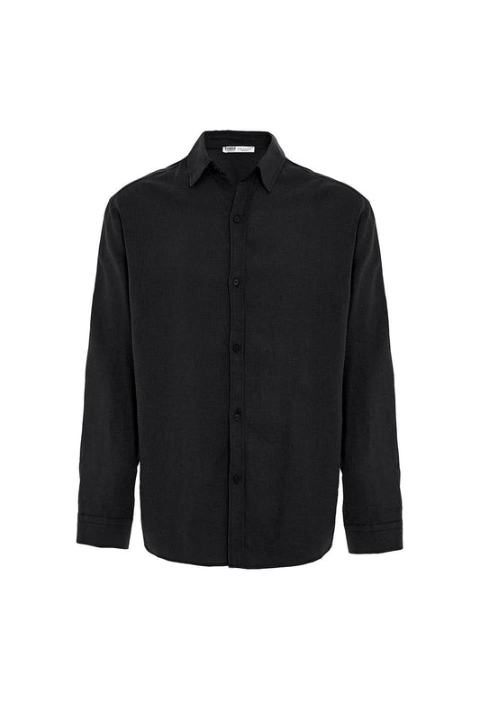 Basic Oversize Uzun Kollu Keten Gömlek
