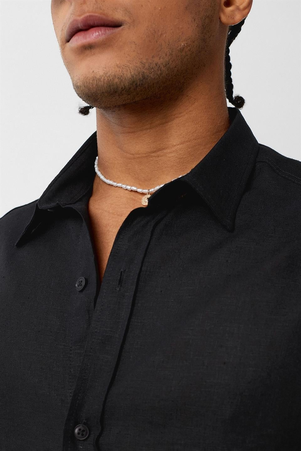 Basic Oversize Uzun Kollu Keten Gömlek