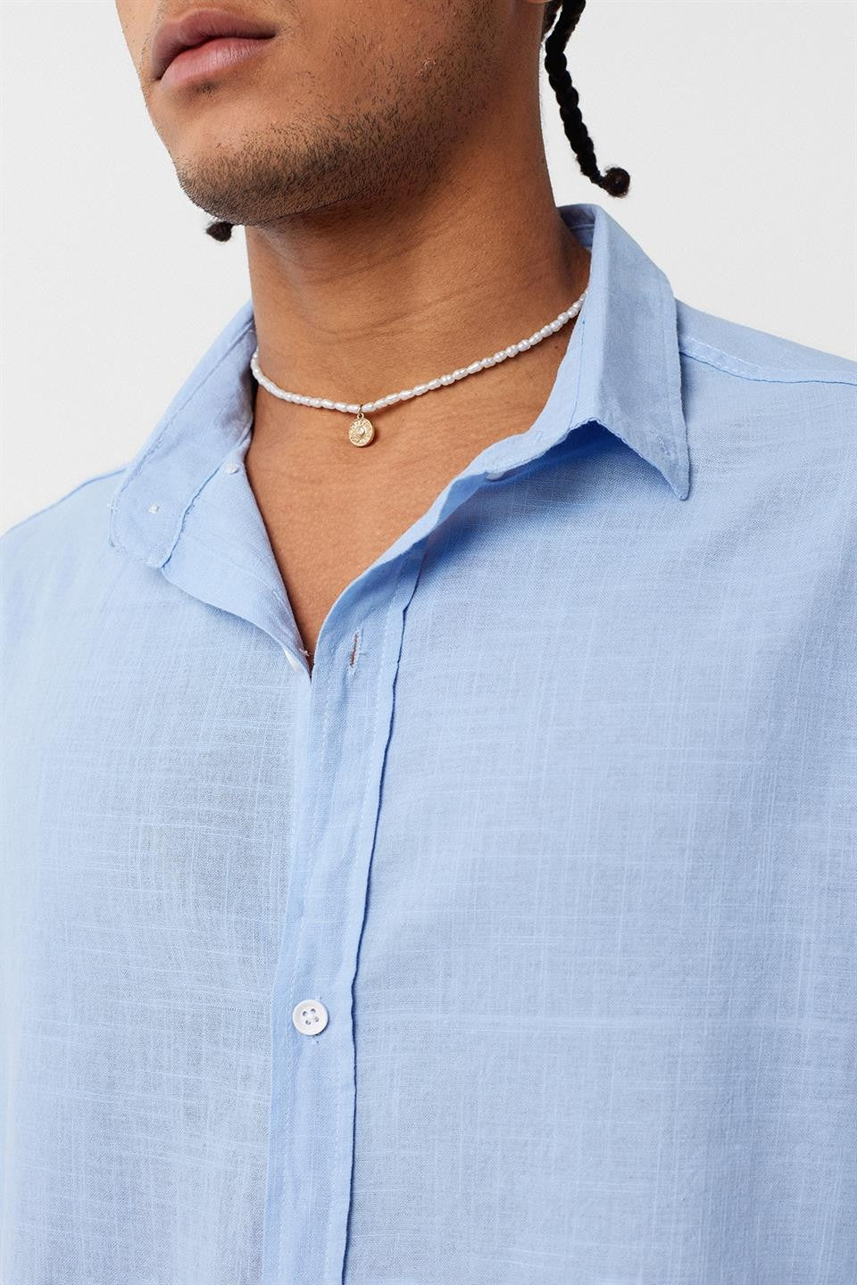 Basic Oversize Uzun Kollu Keten Gömlek