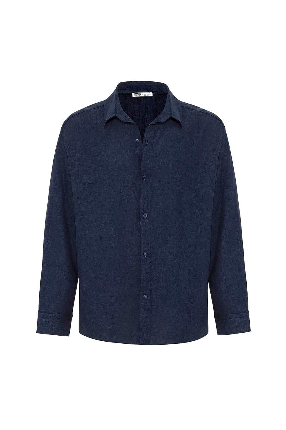 Basic Oversize Uzun Kollu Keten Gömlek