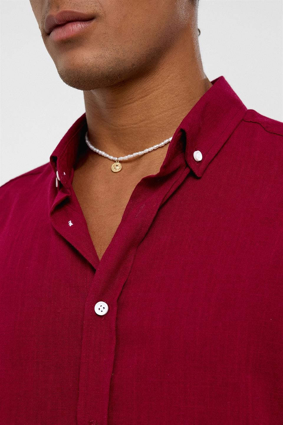Basic Oversize Uzun Kollu Keten Gömlek