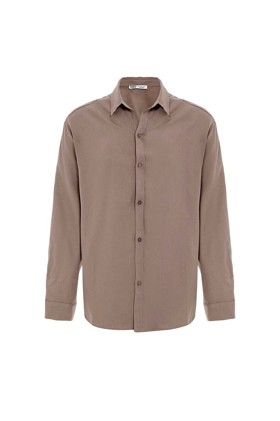Basic Oversize Uzun Kollu Keten Gömlek