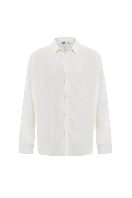 Basic Oversize Uzun Kollu Keten Gömlek