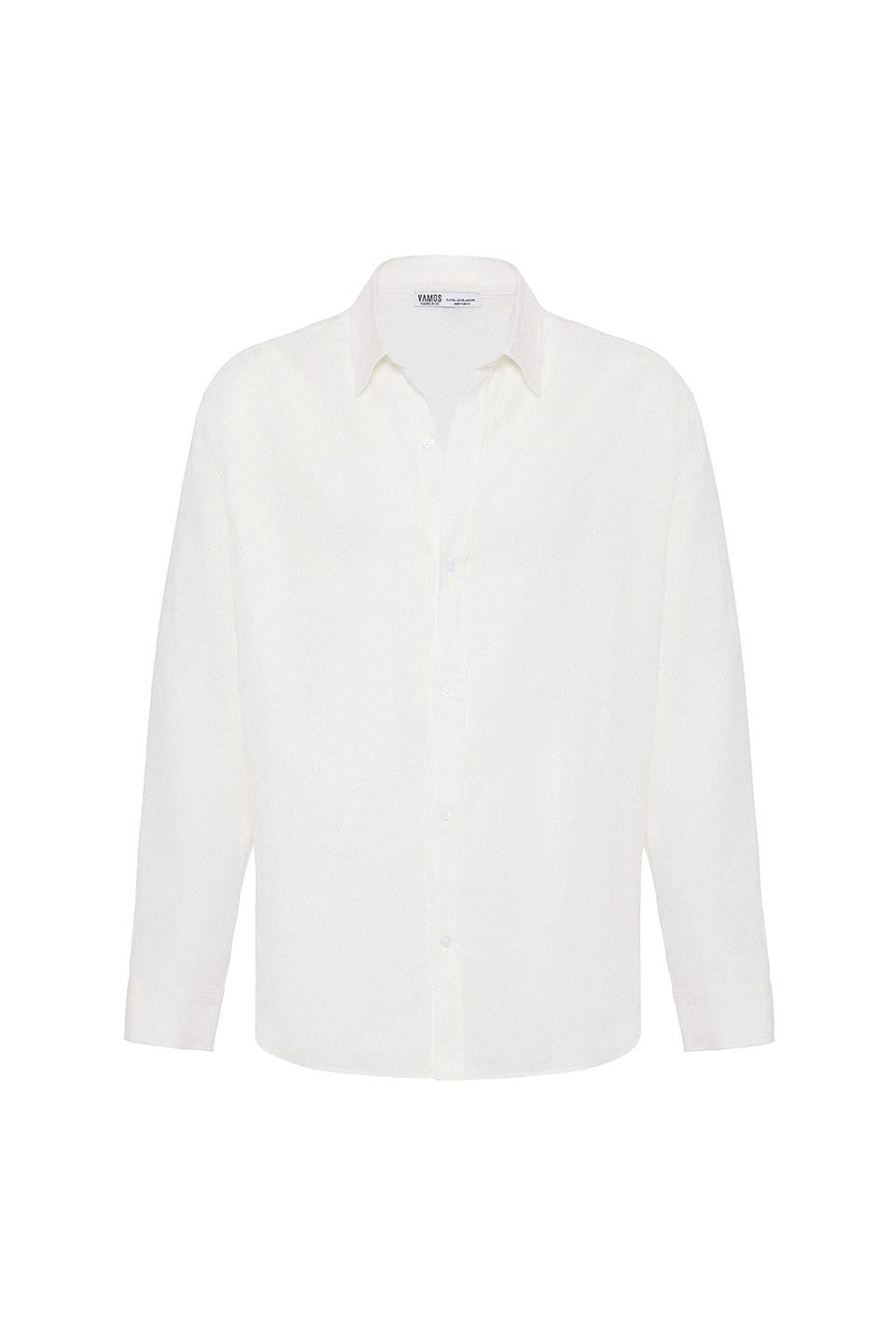Basic Oversize Uzun Kollu Keten Gömlek