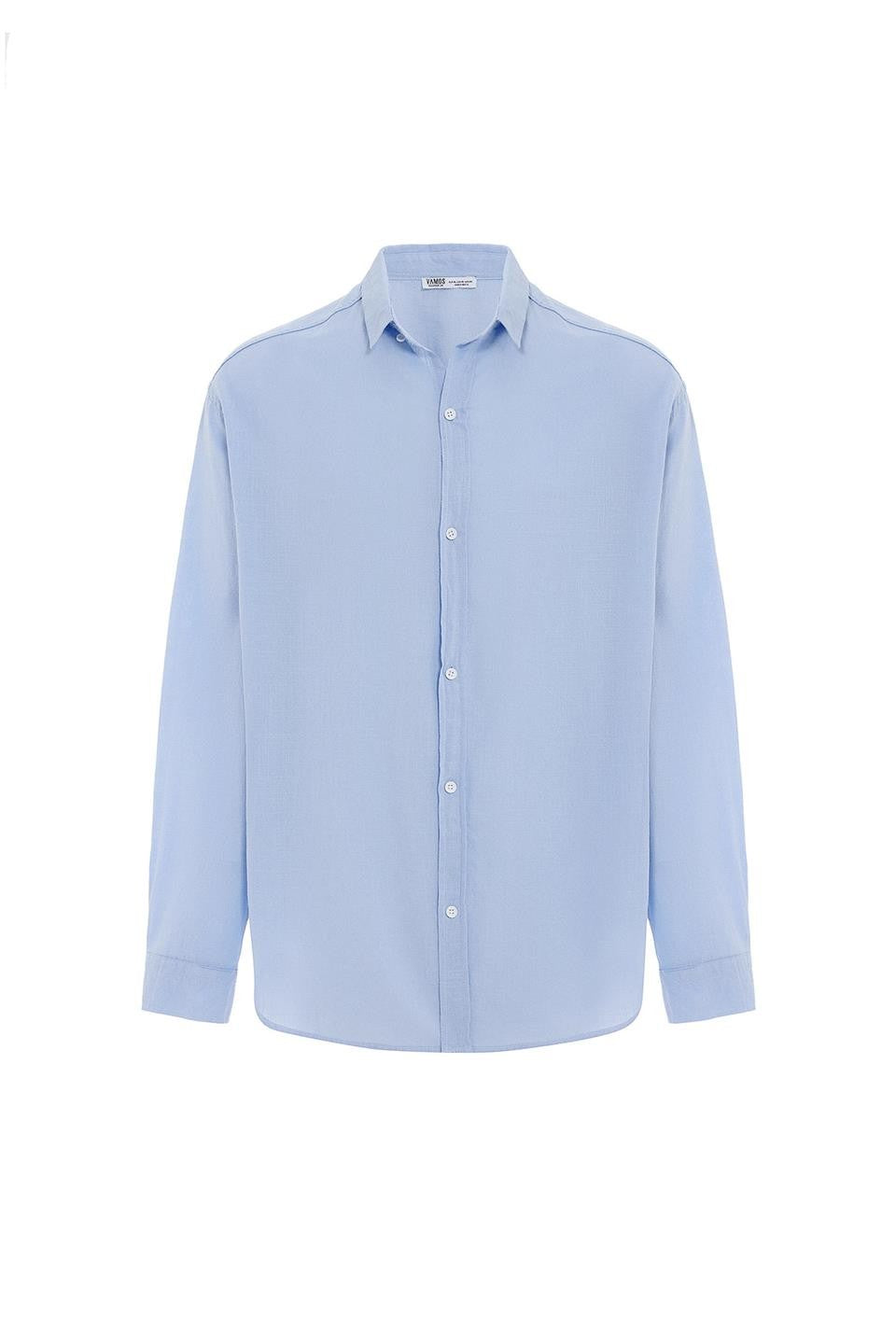 Basic Oversize Uzun Kollu Keten Gömlek