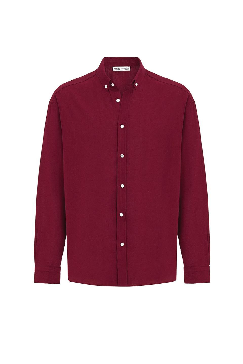 Basic Oversize Uzun Kollu Keten Gömlek