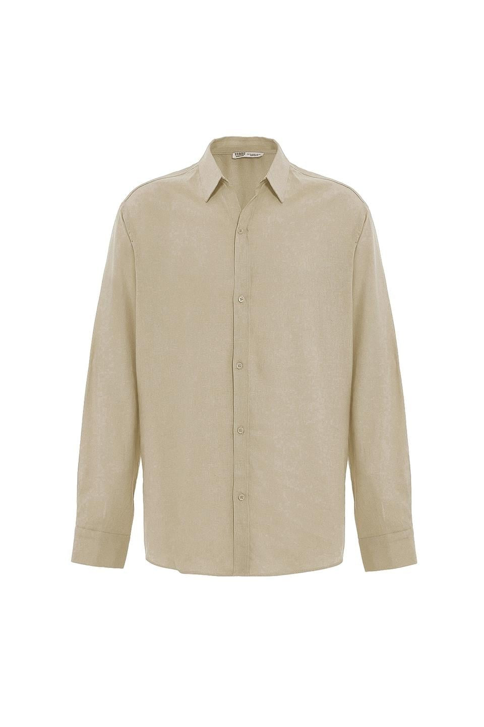 Basic Oversize Uzun Kollu Keten Gömlek