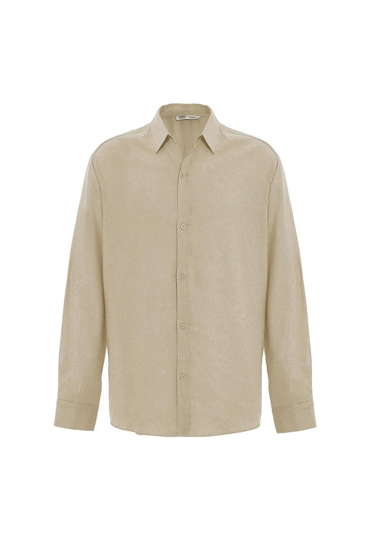 Basic Oversize Uzun Kollu Keten Gömlek