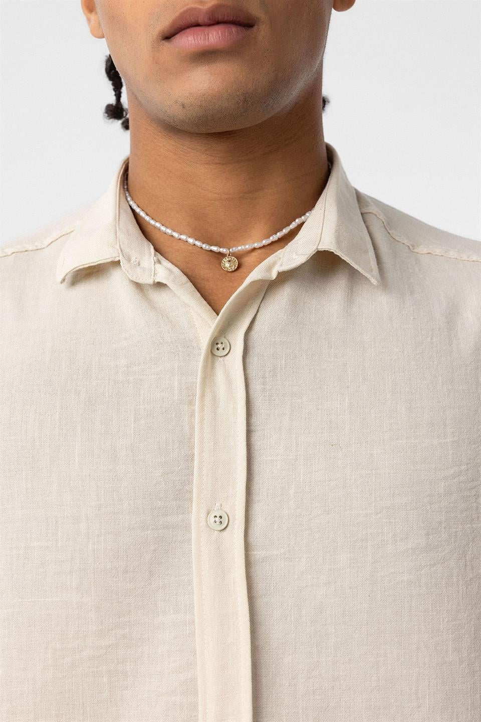 Basic Oversize Uzun Kol Keten Görünümlü Gömlek