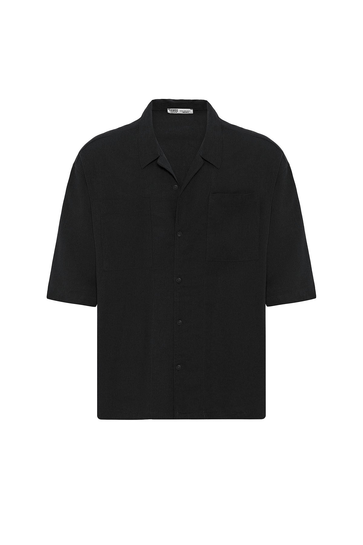 Çift Cepli Oversize Keten Gömlek