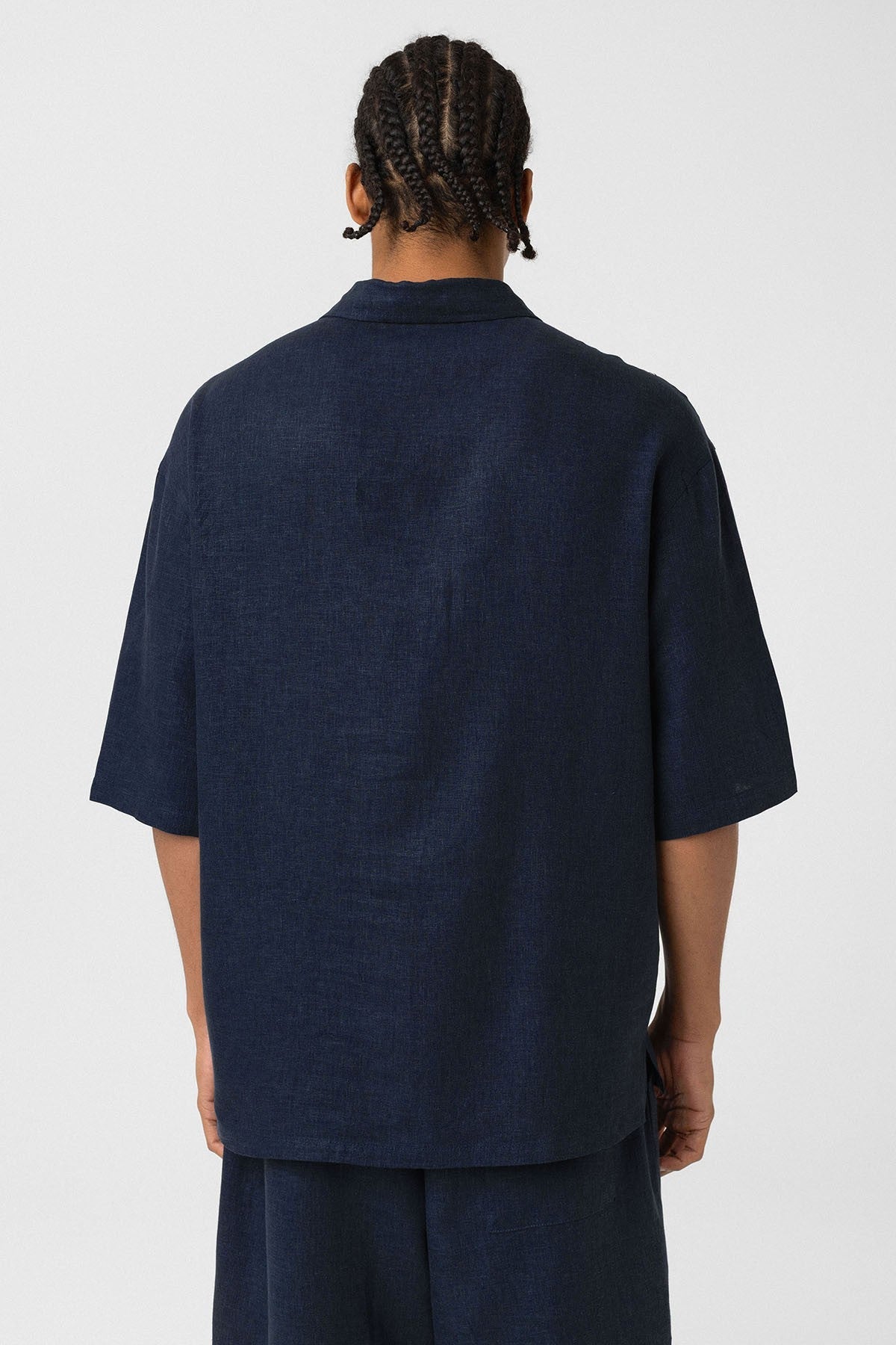 Çift Cepli Oversize Keten Gömlek