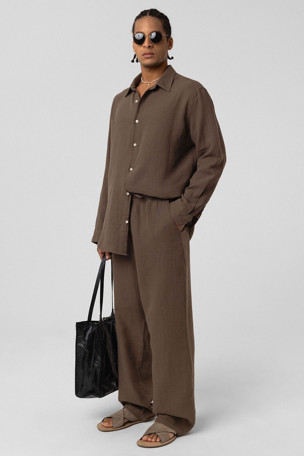 Oversize Uzun Kol Müslin Kumaş Gömlek