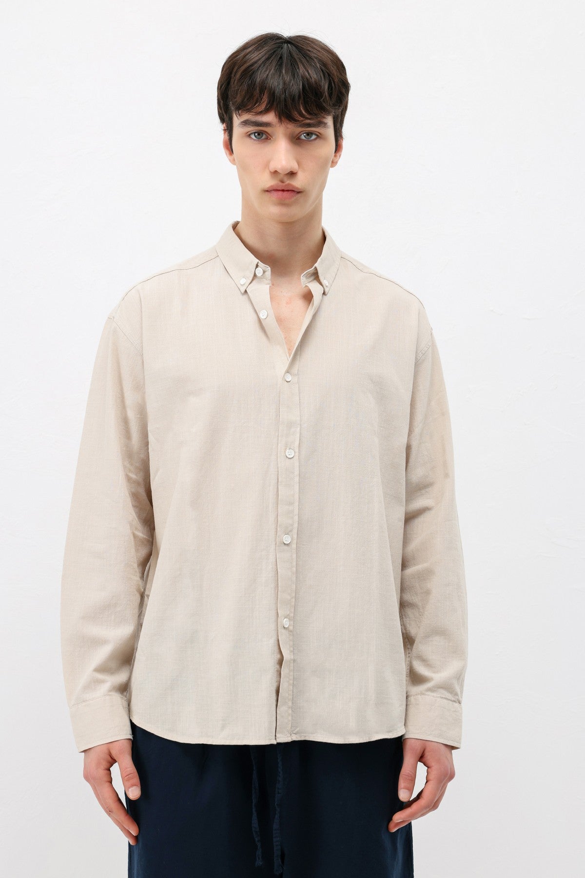 Basic Oversize Pamuk Keten Gömlek