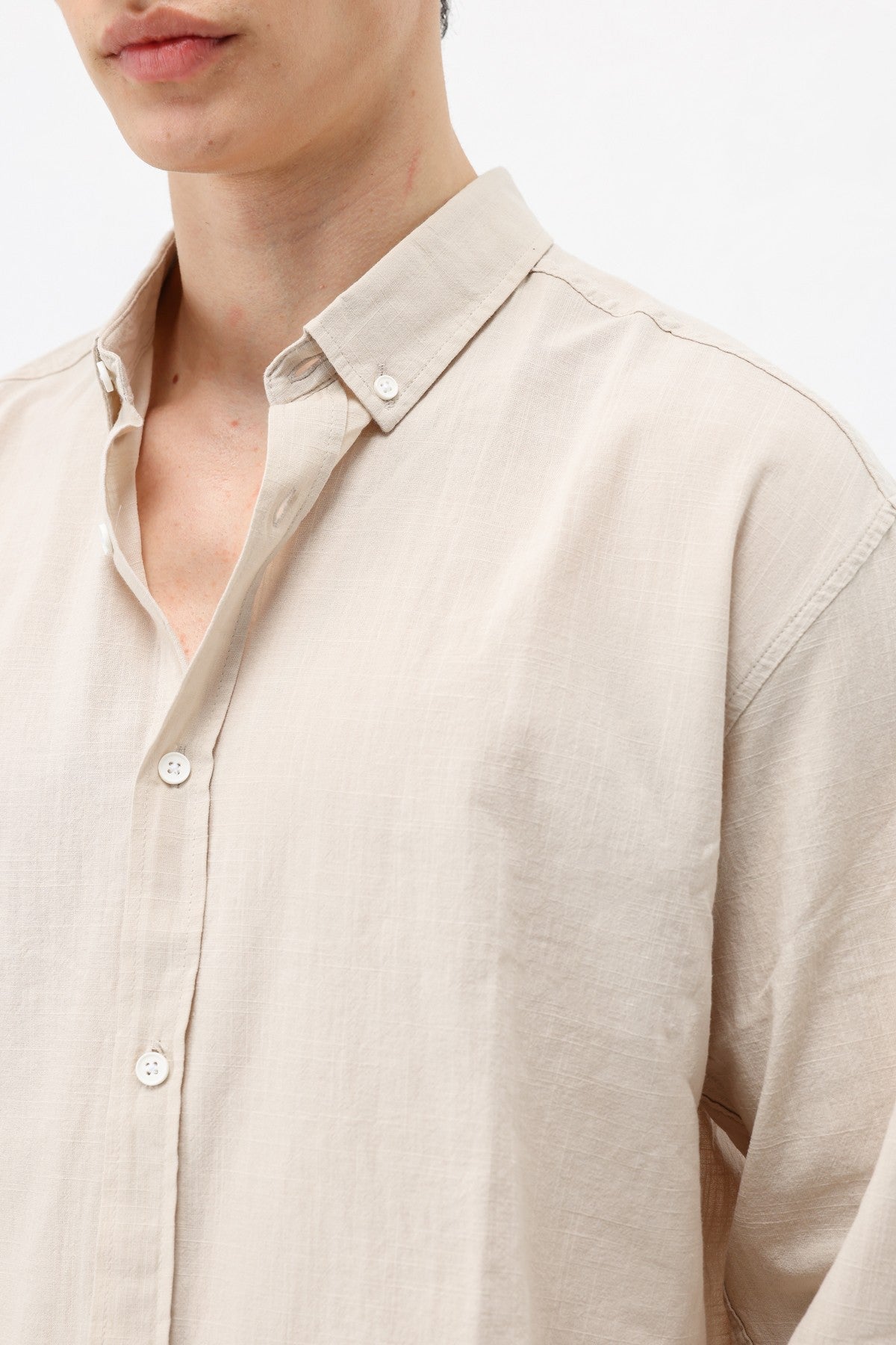Basic Oversize Pamuk Keten Gömlek