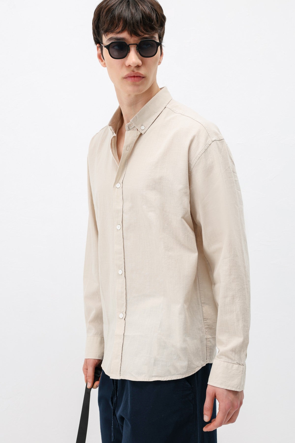 Basic Oversize Pamuk Keten Gömlek
