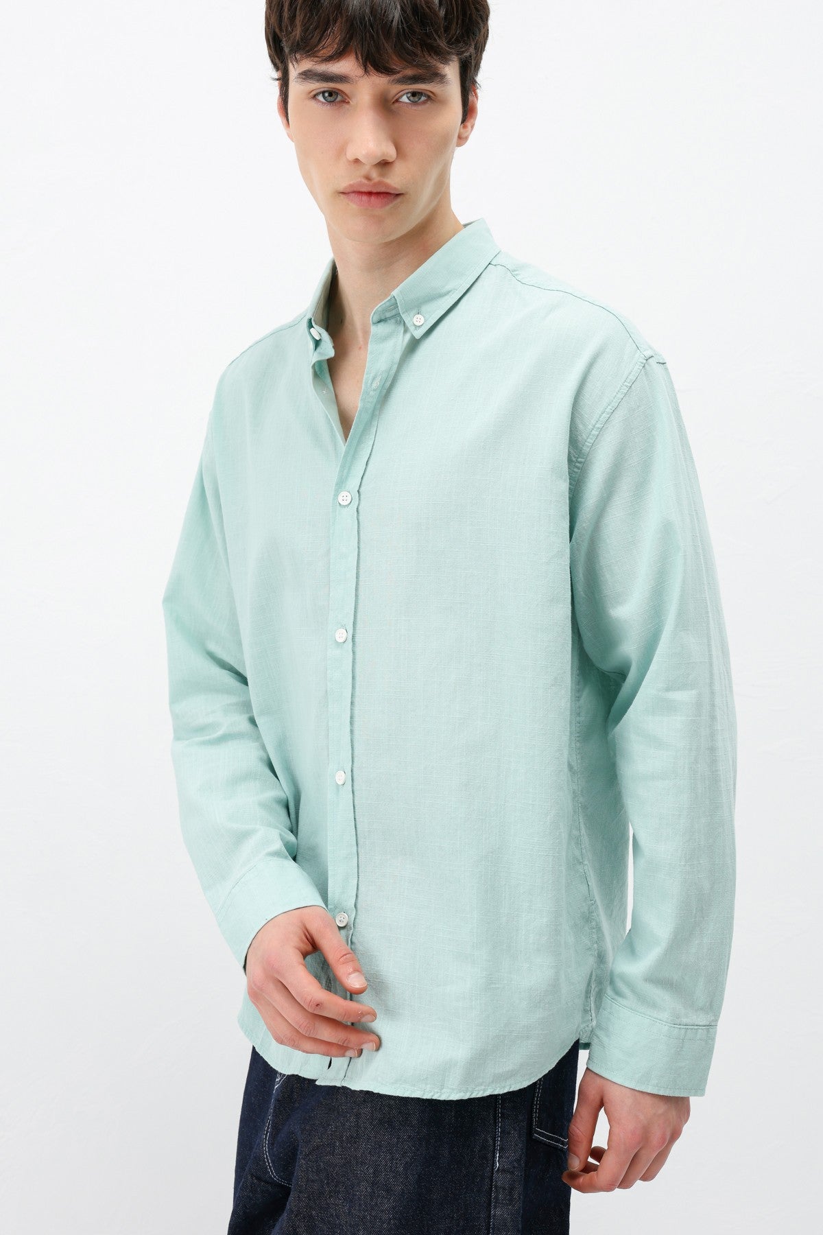 Basic Oversize Pamuk Keten Gömlek