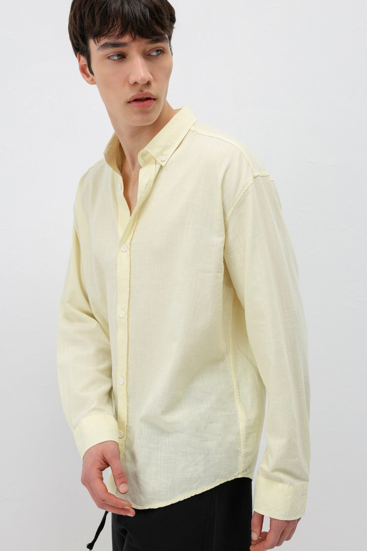 Basic Oversize Pamuk Keten Gömlek