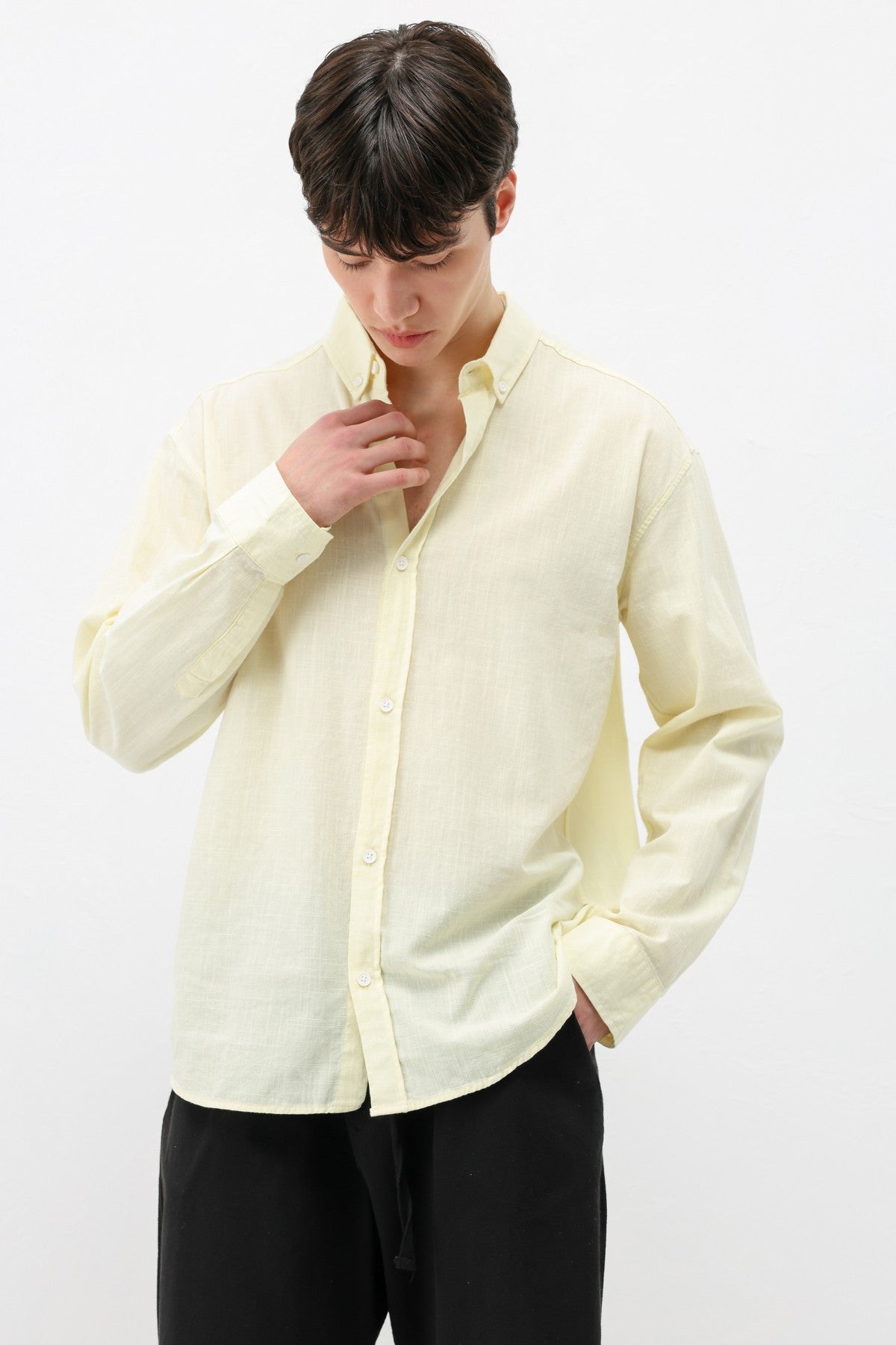 Basic Oversize Pamuk Keten Gömlek