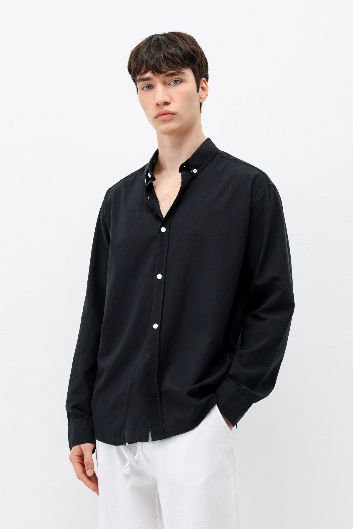 Basic Oversize Pamuk Keten Gömlek