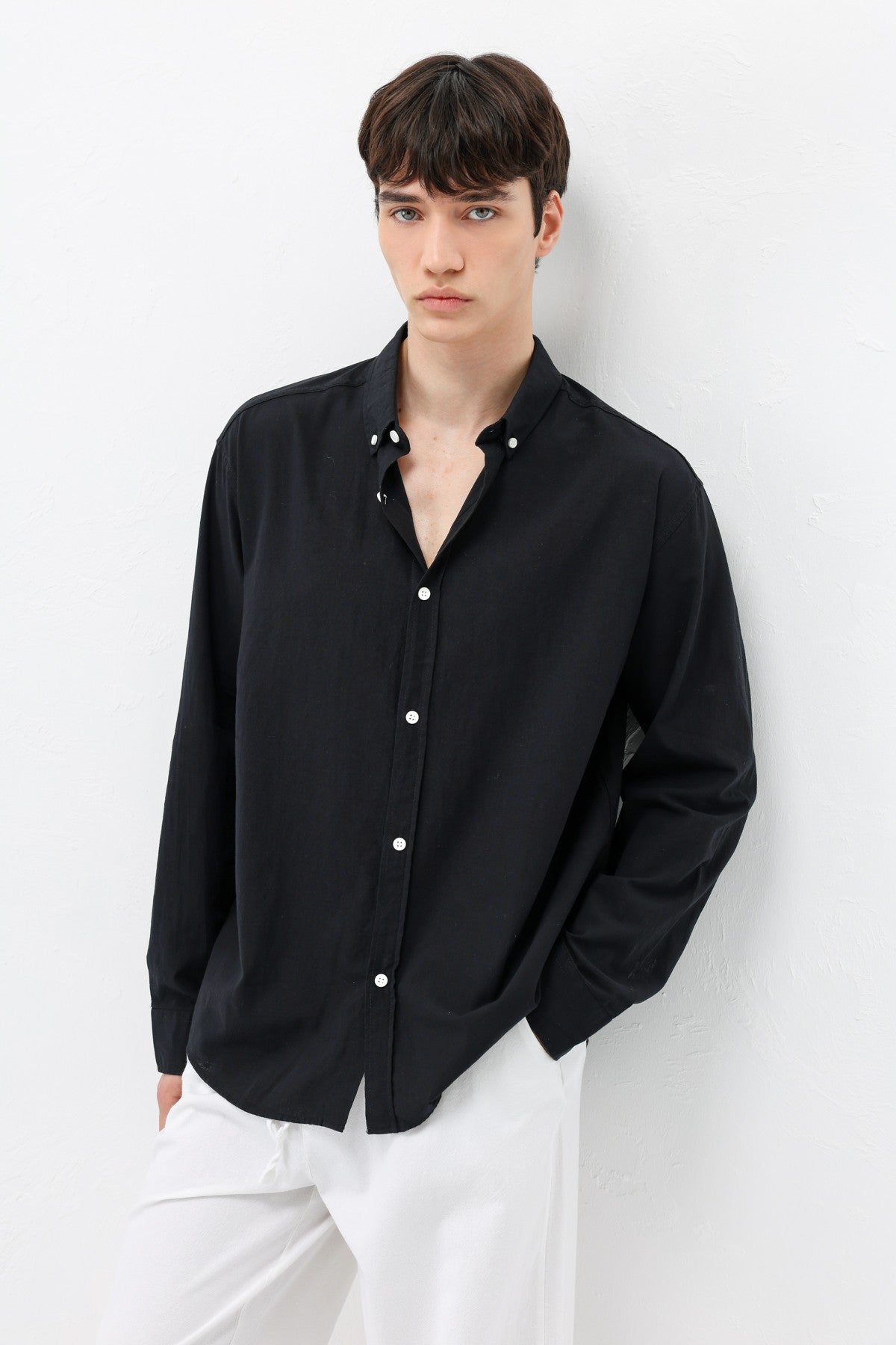 Basic Oversize Pamuk Keten Gömlek