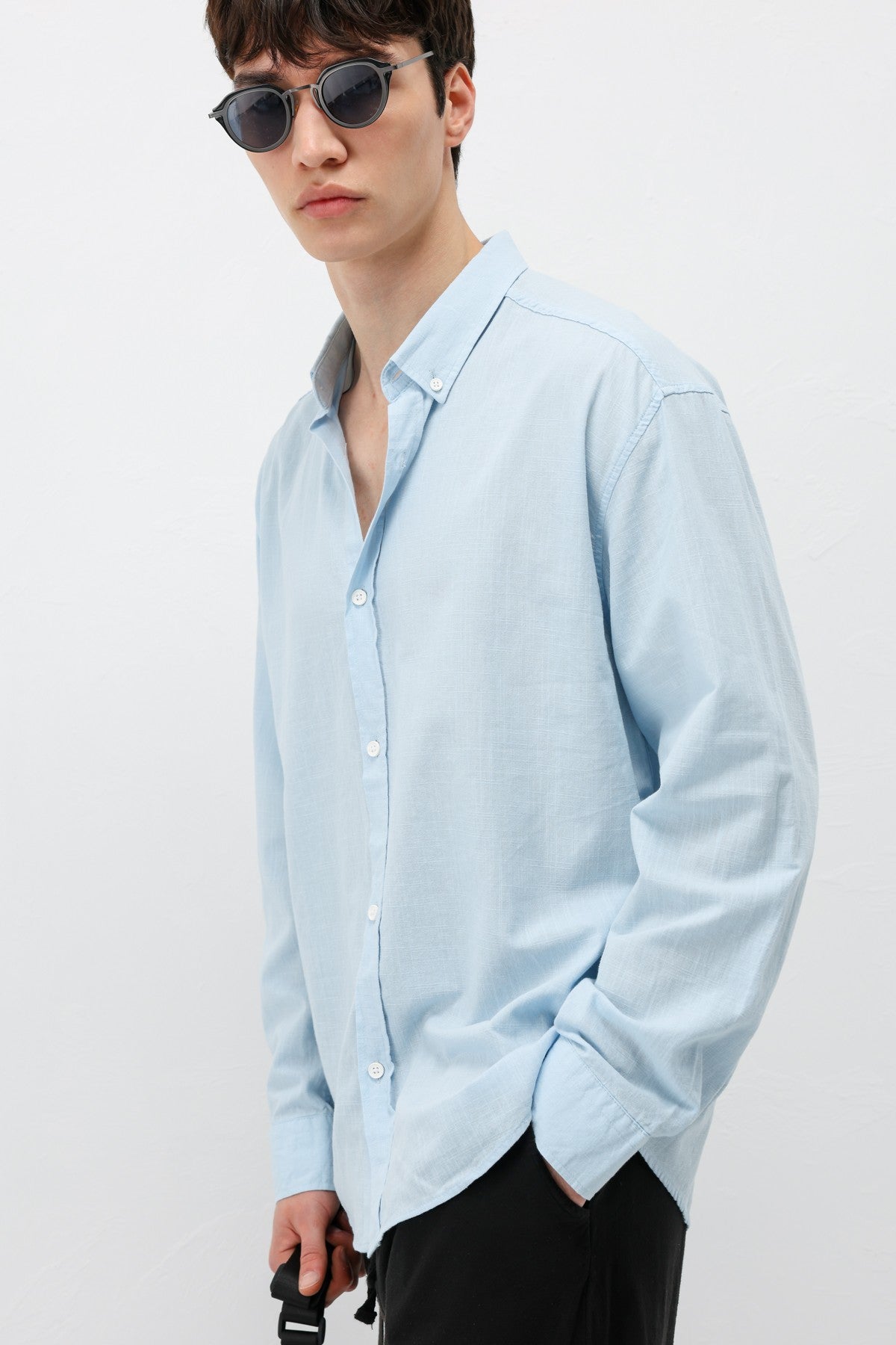 Basic Oversize Pamuk Keten Gömlek