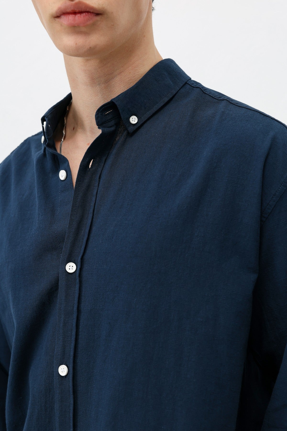 Basic Oversize Pamuk Keten Gömlek