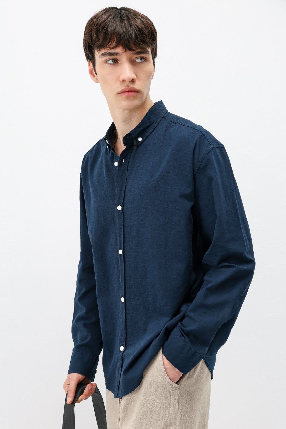 Basic Oversize Pamuk Keten Gömlek