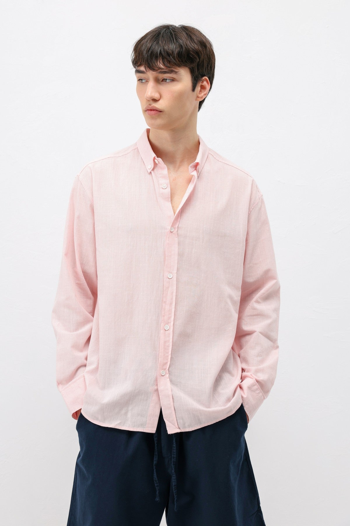 Basic Oversize Pamuk Keten Gömlek