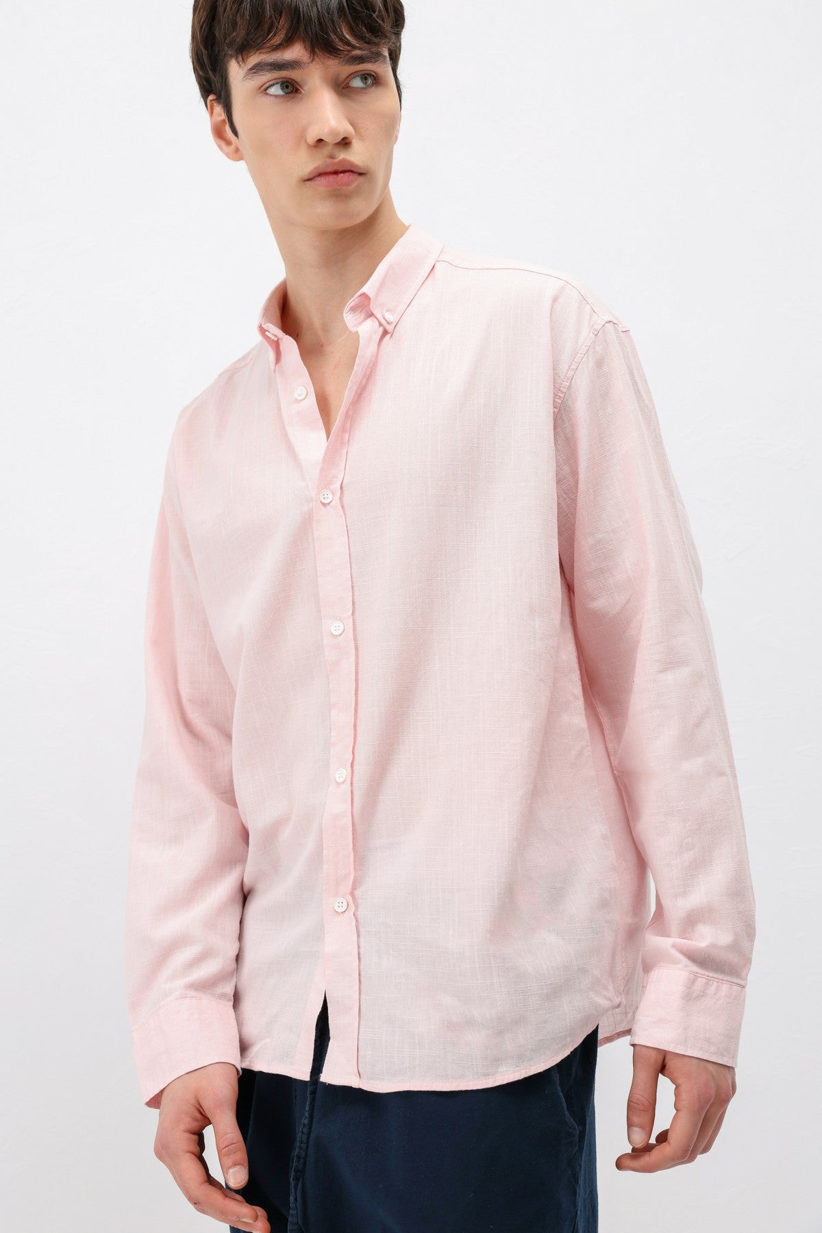 Basic Oversize Pamuk Keten Gömlek