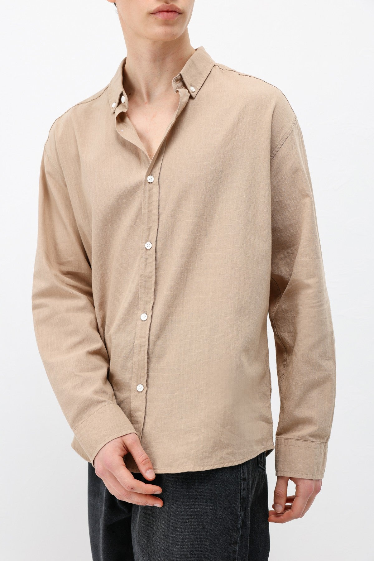 Basic Oversize Pamuk Keten Gömlek