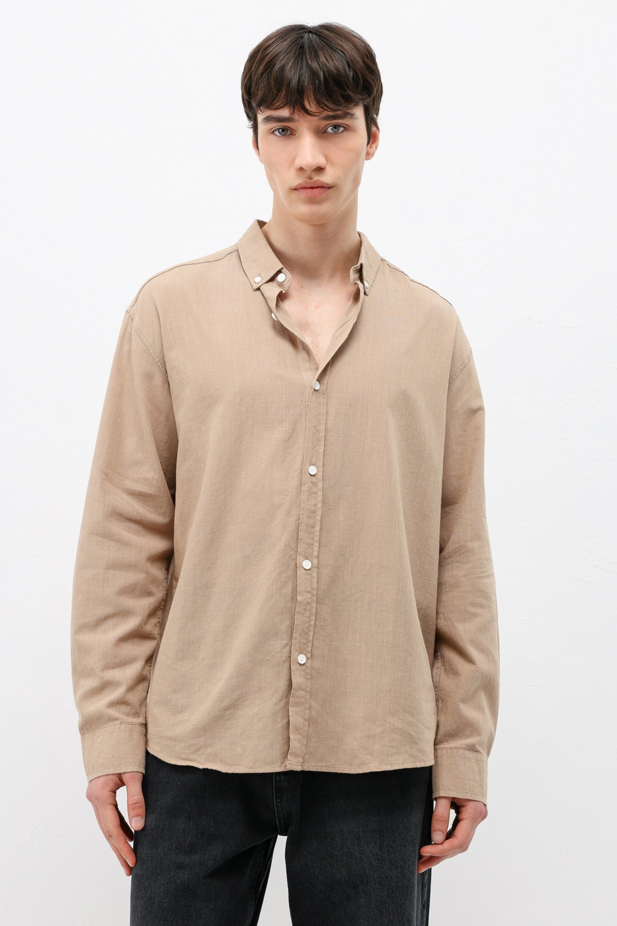 Basic Oversize Pamuk Keten Gömlek