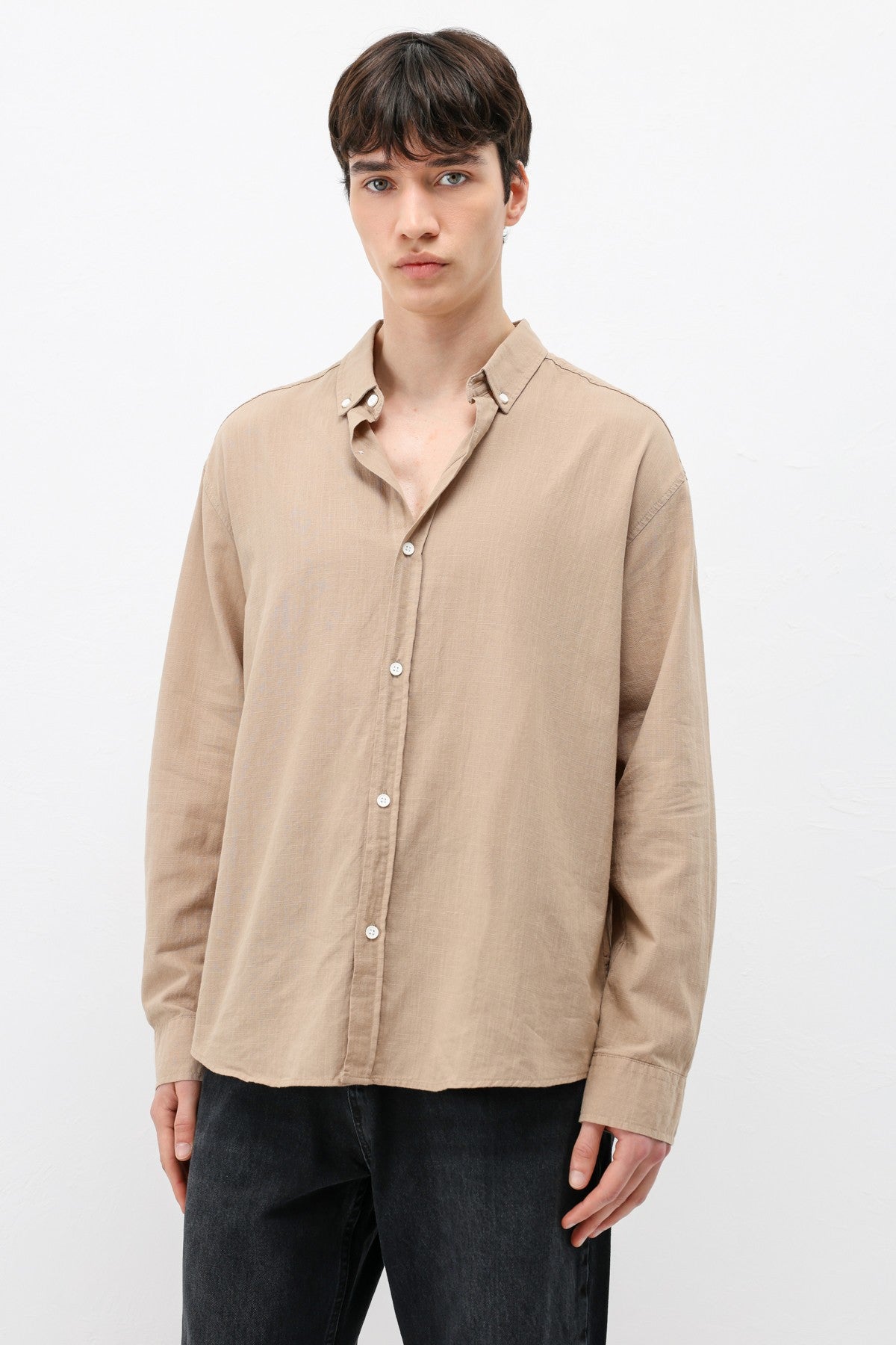 Basic Oversize Pamuk Keten Gömlek