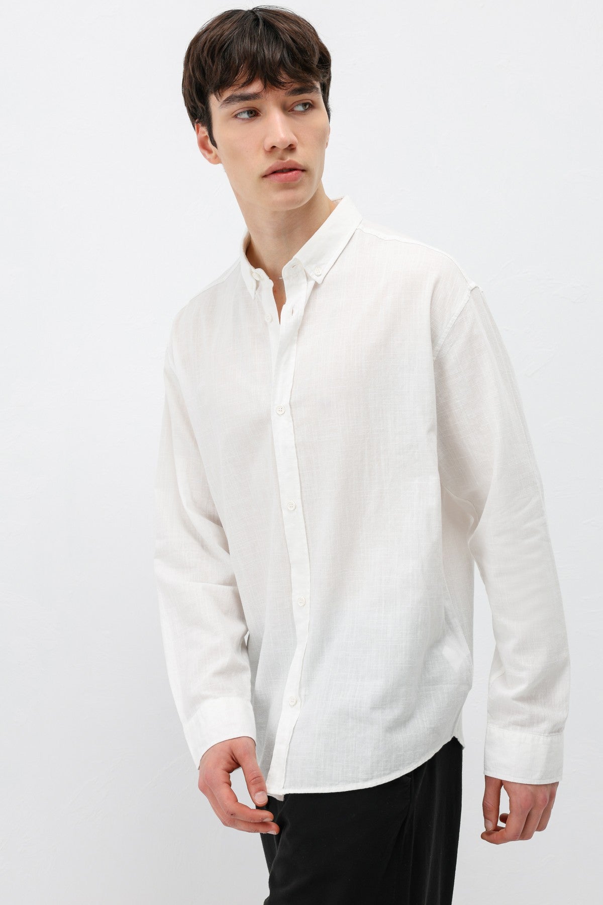 Basic Oversize Pamuk Keten Gömlek