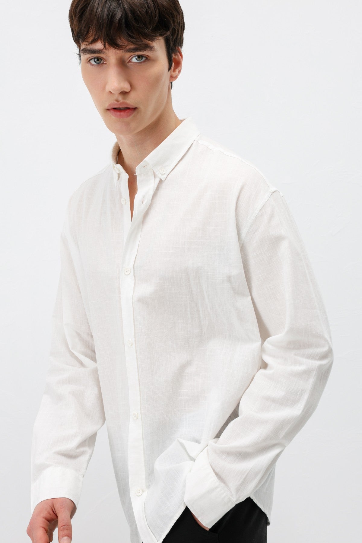 Basic Oversize Pamuk Keten Gömlek