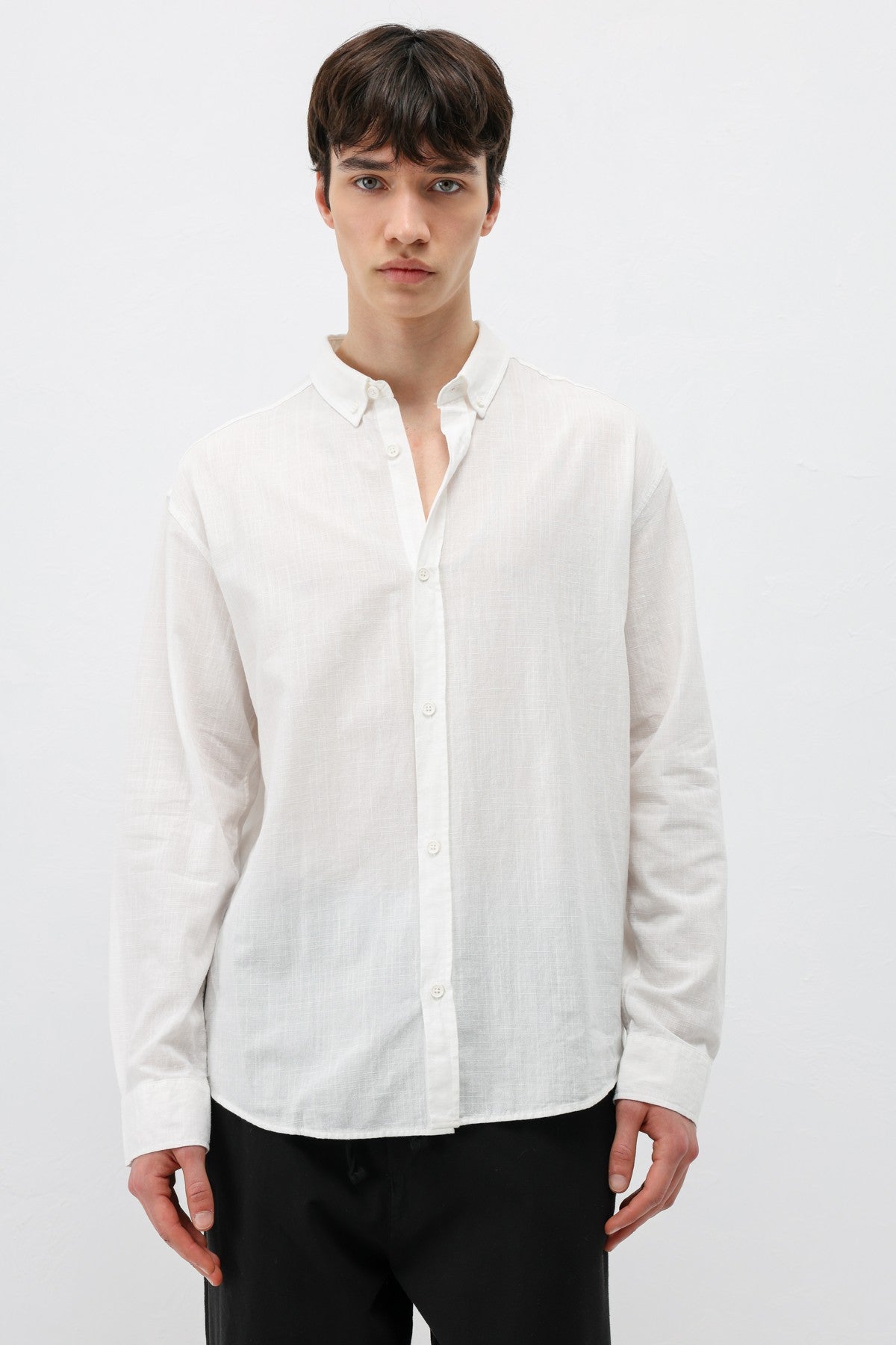 Basic Oversize Pamuk Keten Gömlek