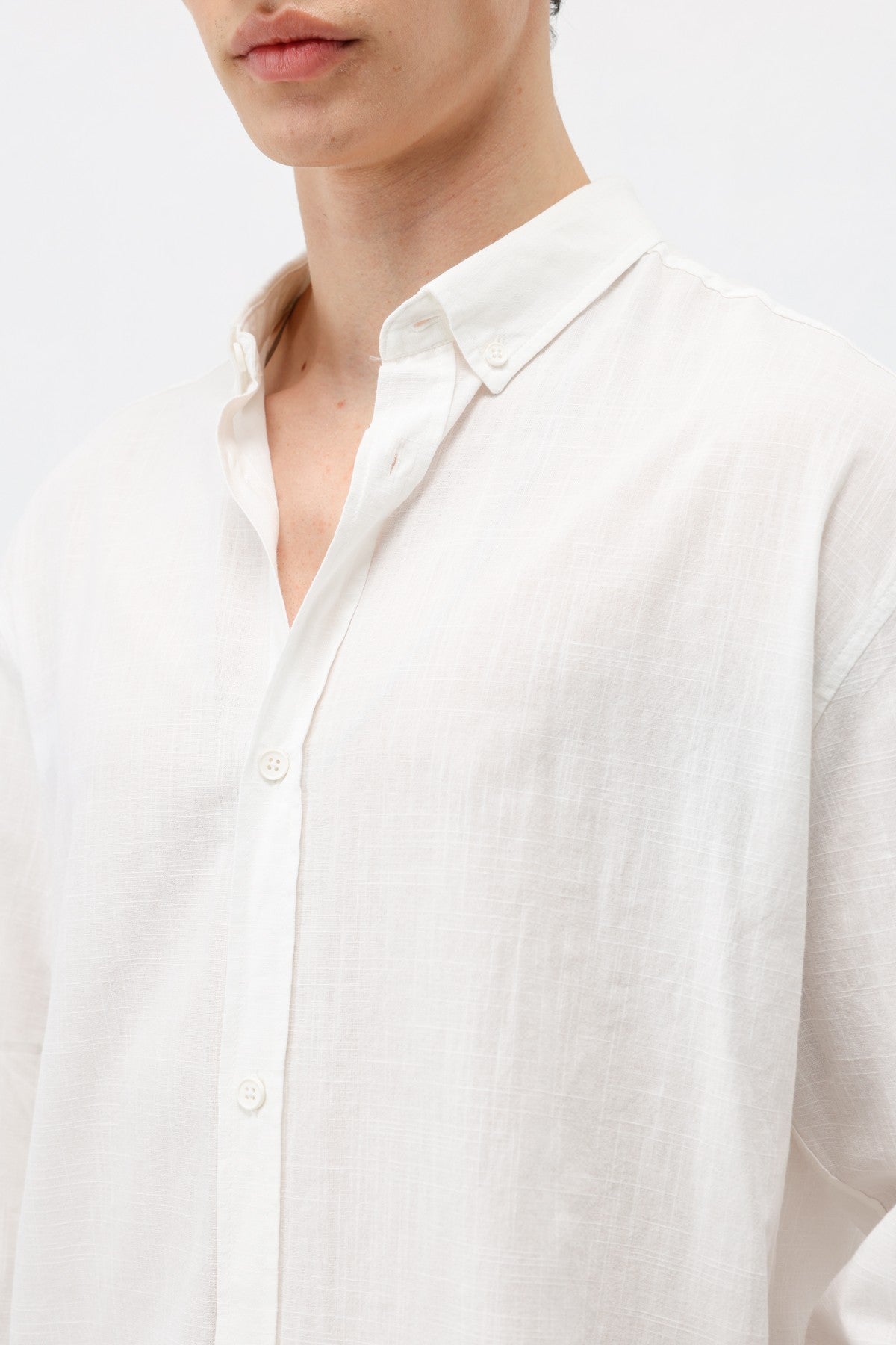 Basic Oversize Pamuk Keten Gömlek