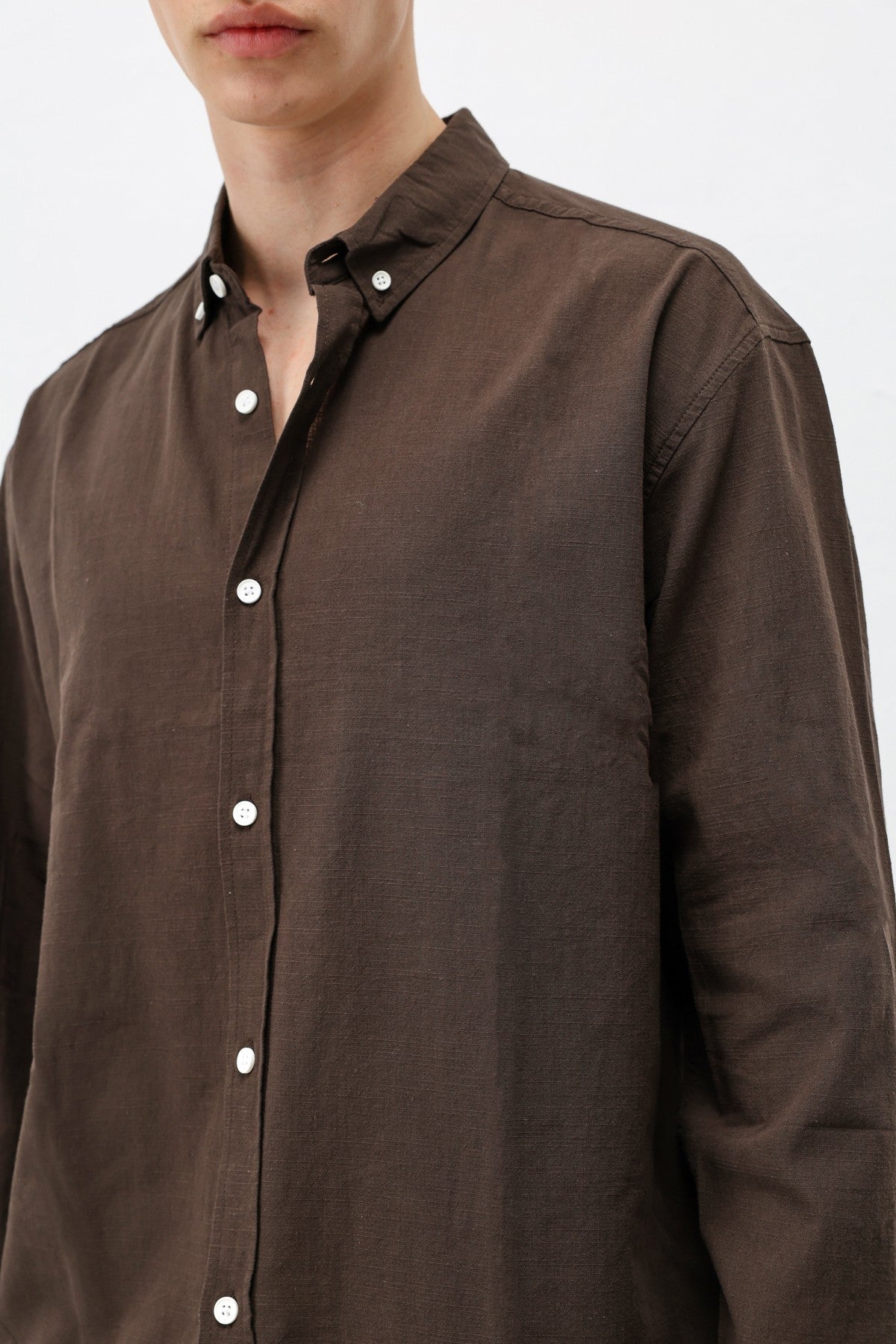 Basic Oversize Pamuk Keten Gömlek
