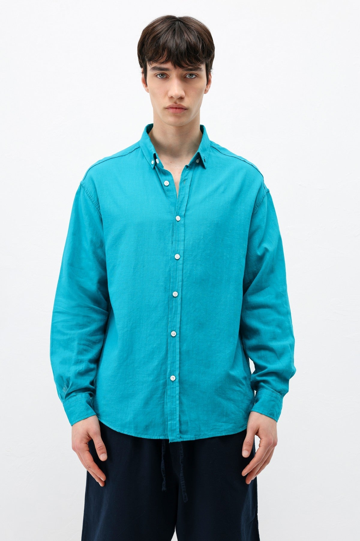 Basic Oversize Pamuk Keten Gömlek
