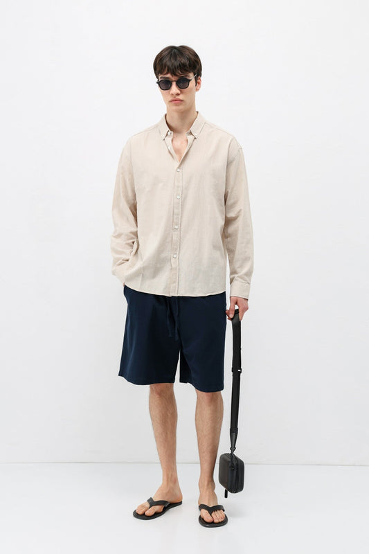 Basic Oversize Pamuk Keten Gömlek