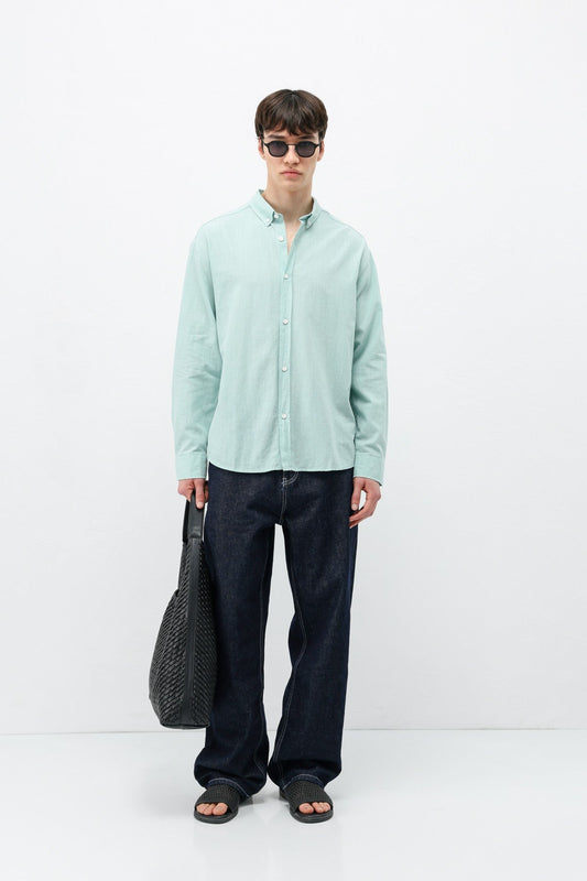 Basic Oversize Pamuk Keten Gömlek