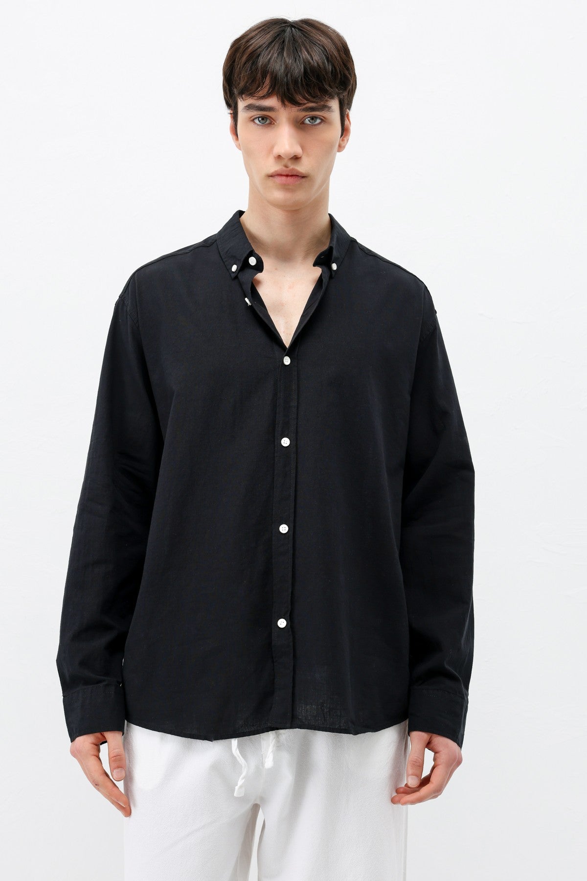 Basic Oversize Pamuk Keten Gömlek